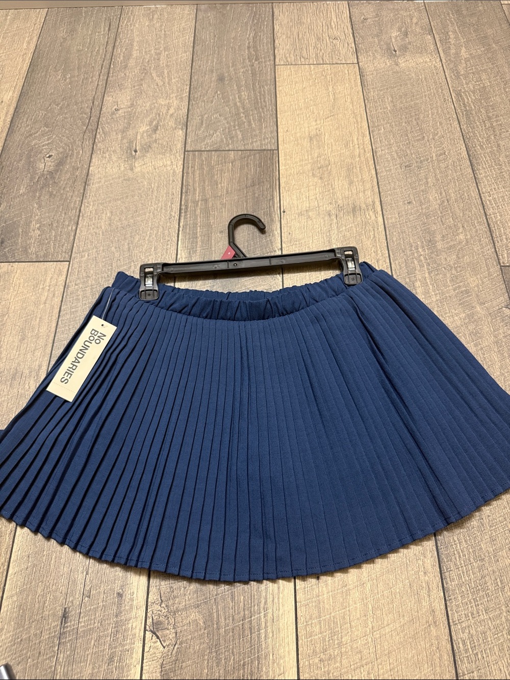 No Boundaries Navy Pleated Skater Mini Skirt